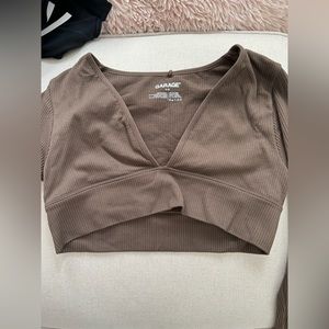 Garage long sleeve cropped ribbed shirt small